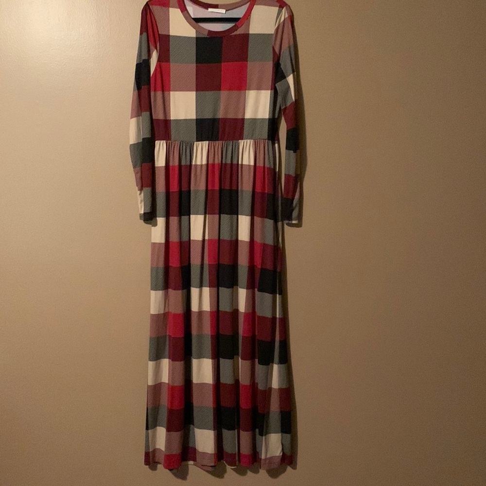 Multi colored plaid maxi dress